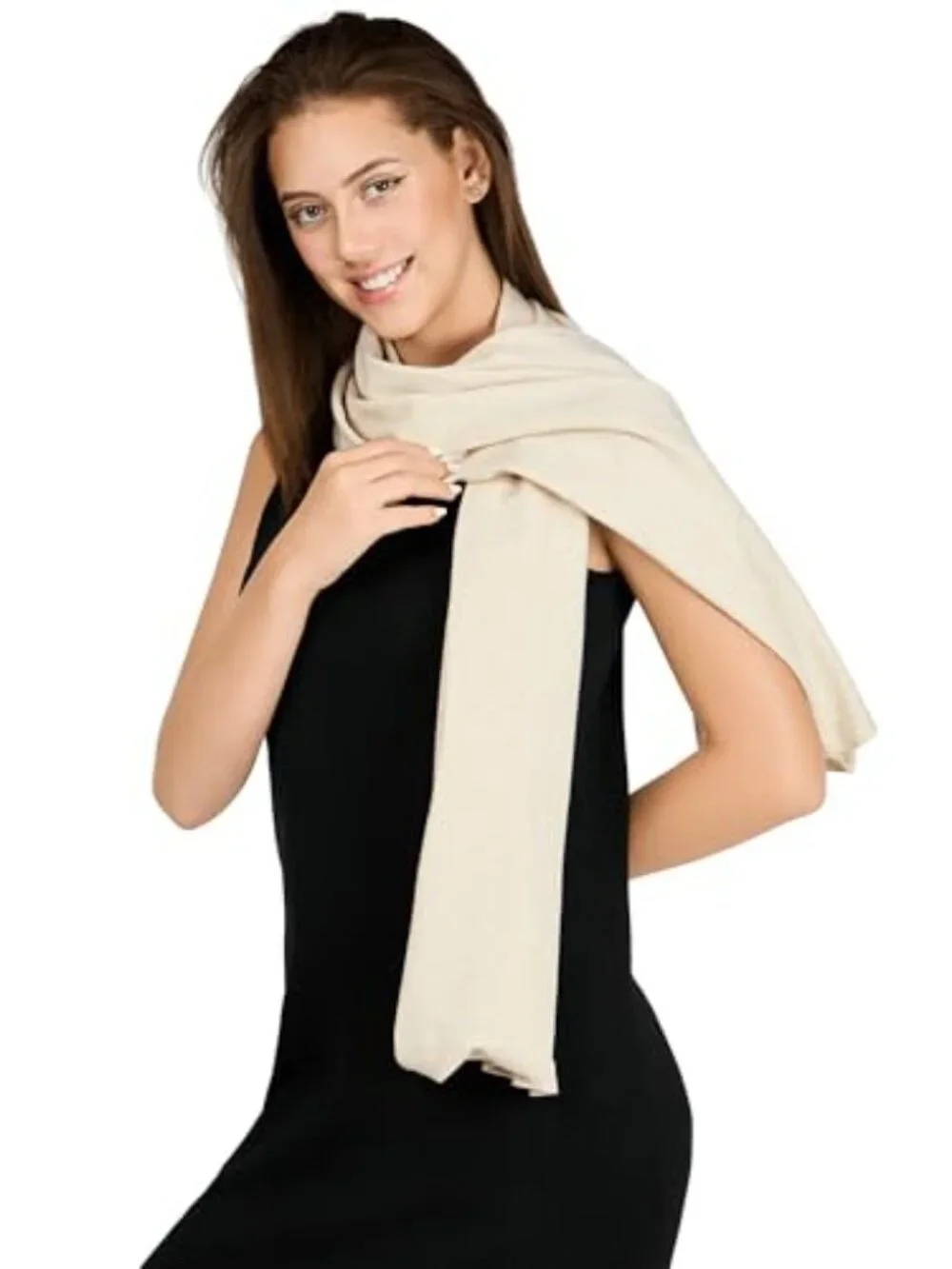 Knitted Shawl Wrap with Sleeves, Viscose Blend, 4-Way Wear, 57